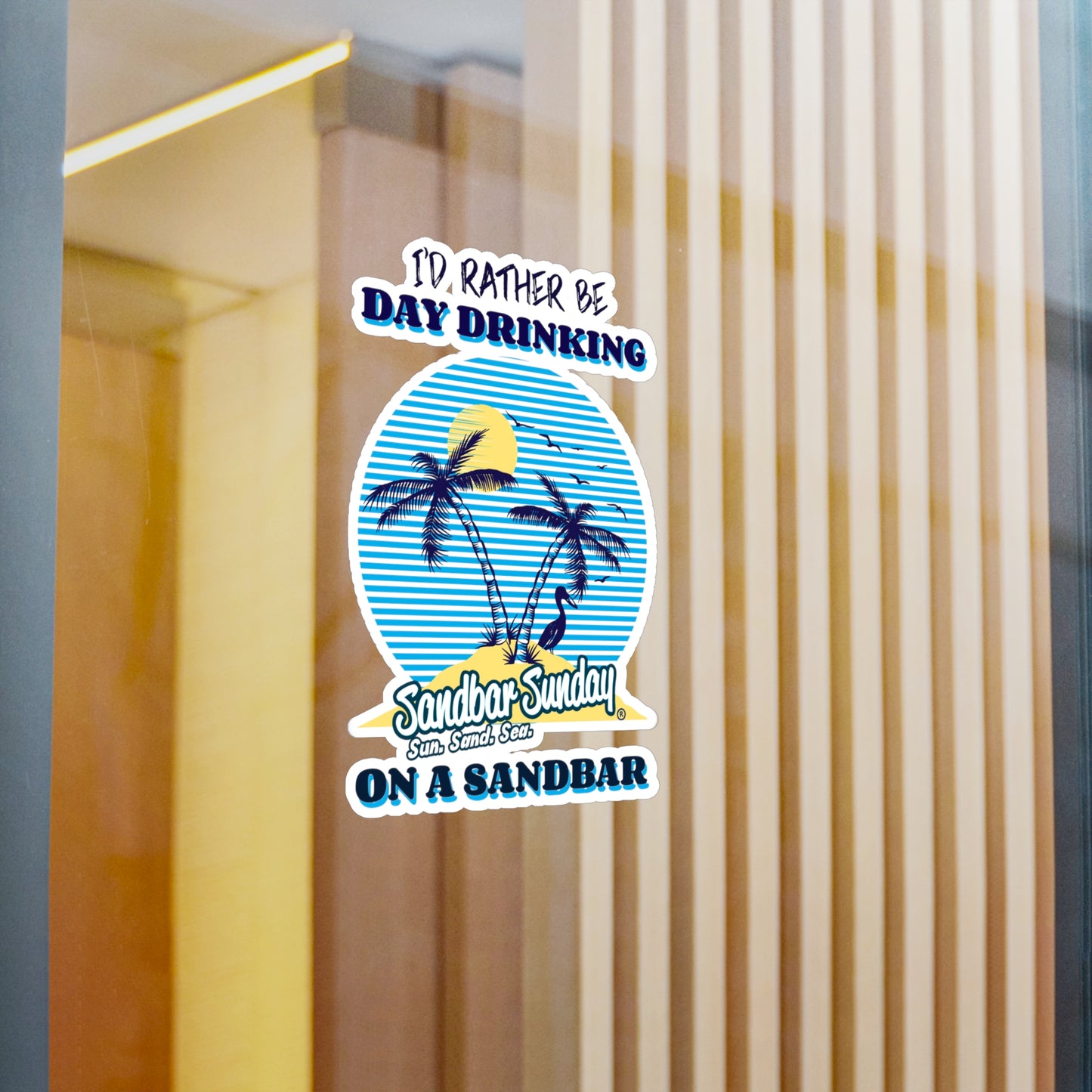 Palm Tree Day Drinking Sandbar Kiss-Cut Decal