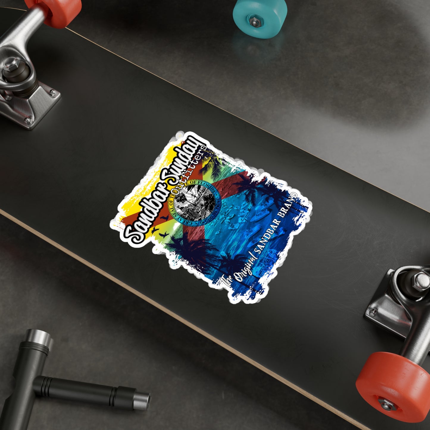 Florida Sandbar Flag Kiss-Cut Vinyl Decal