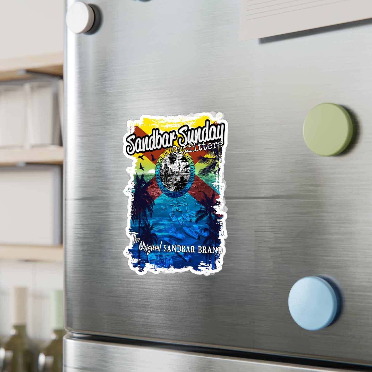 Florida Sandbar Flag Kiss-Cut Vinyl Decal