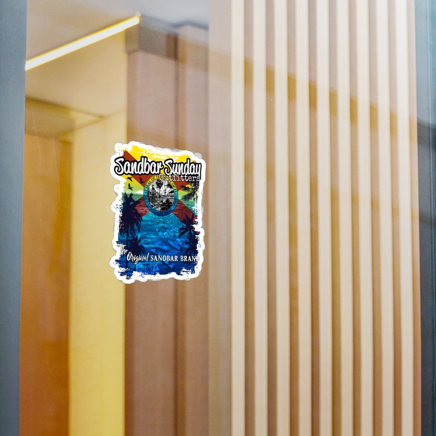 Florida Sandbar Flag Kiss-Cut Vinyl Decal