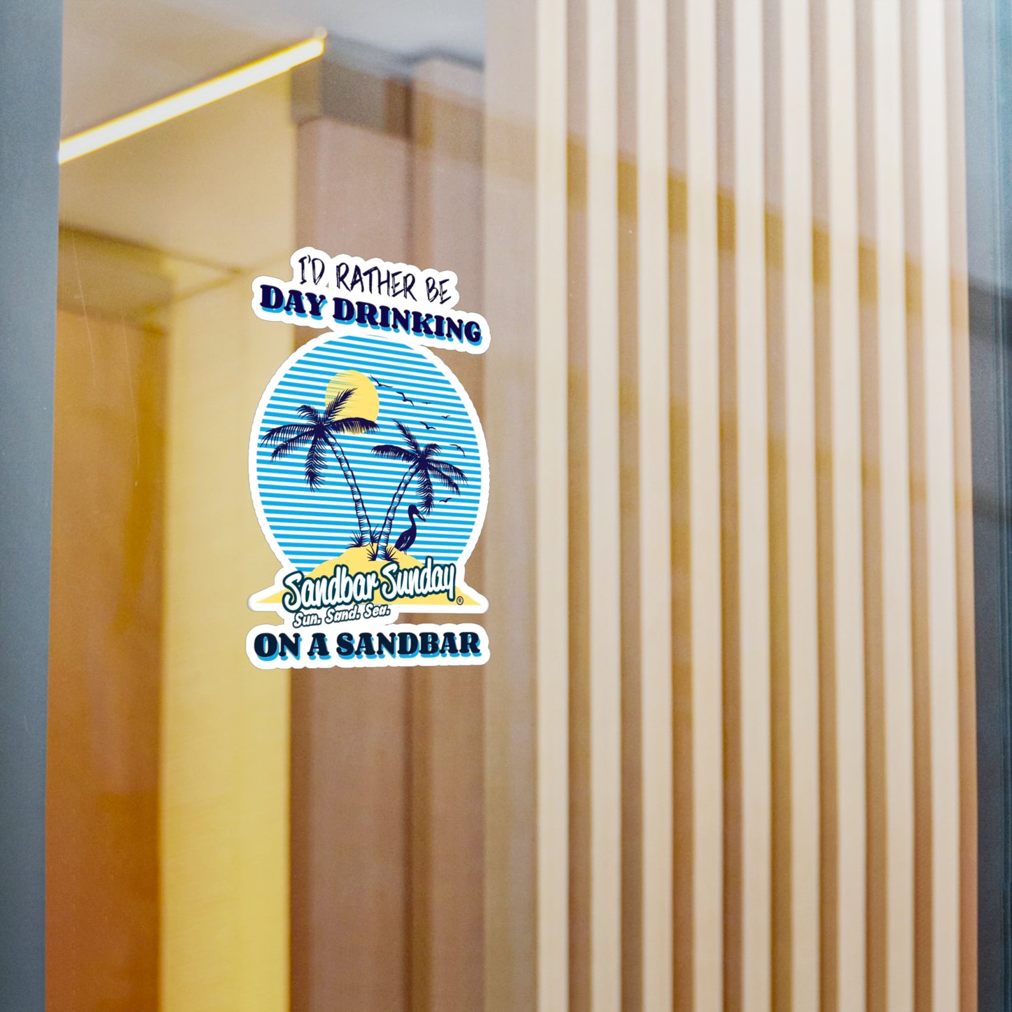 Palm Tree Day Drinking Sandbar Kiss-Cut Decal