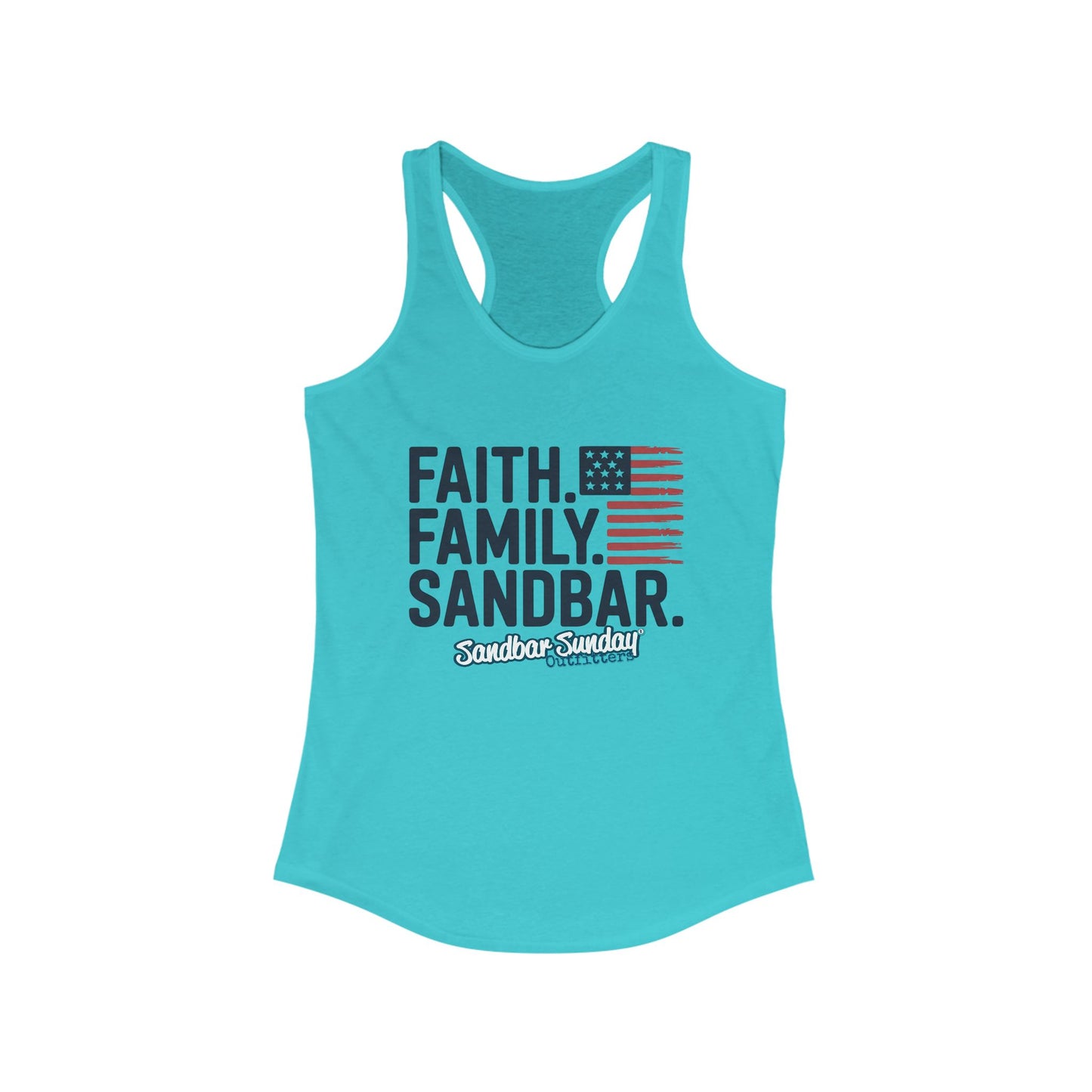 Faith. Family. Sandbar. Racerback Tank