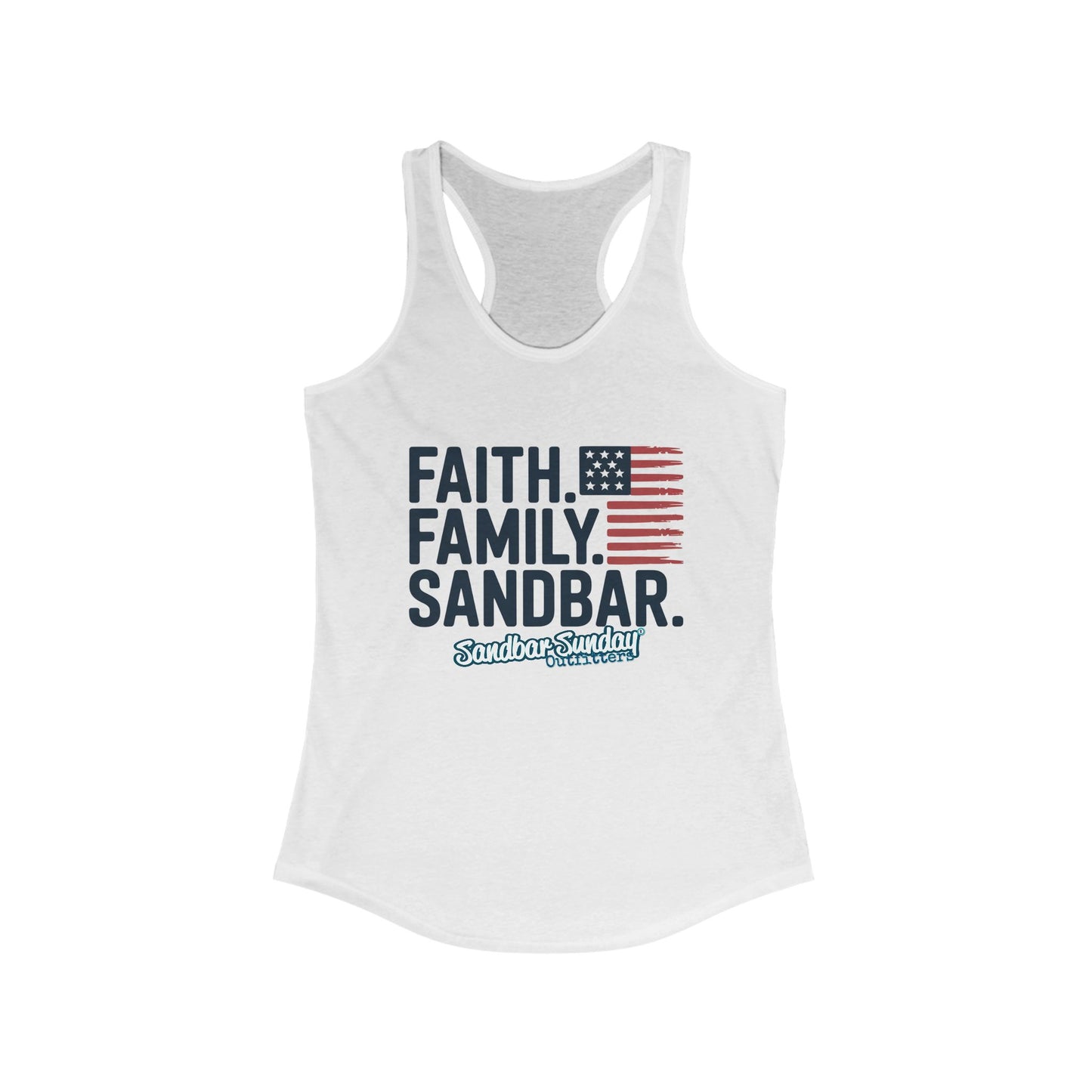 Faith. Family. Sandbar. Racerback Tank