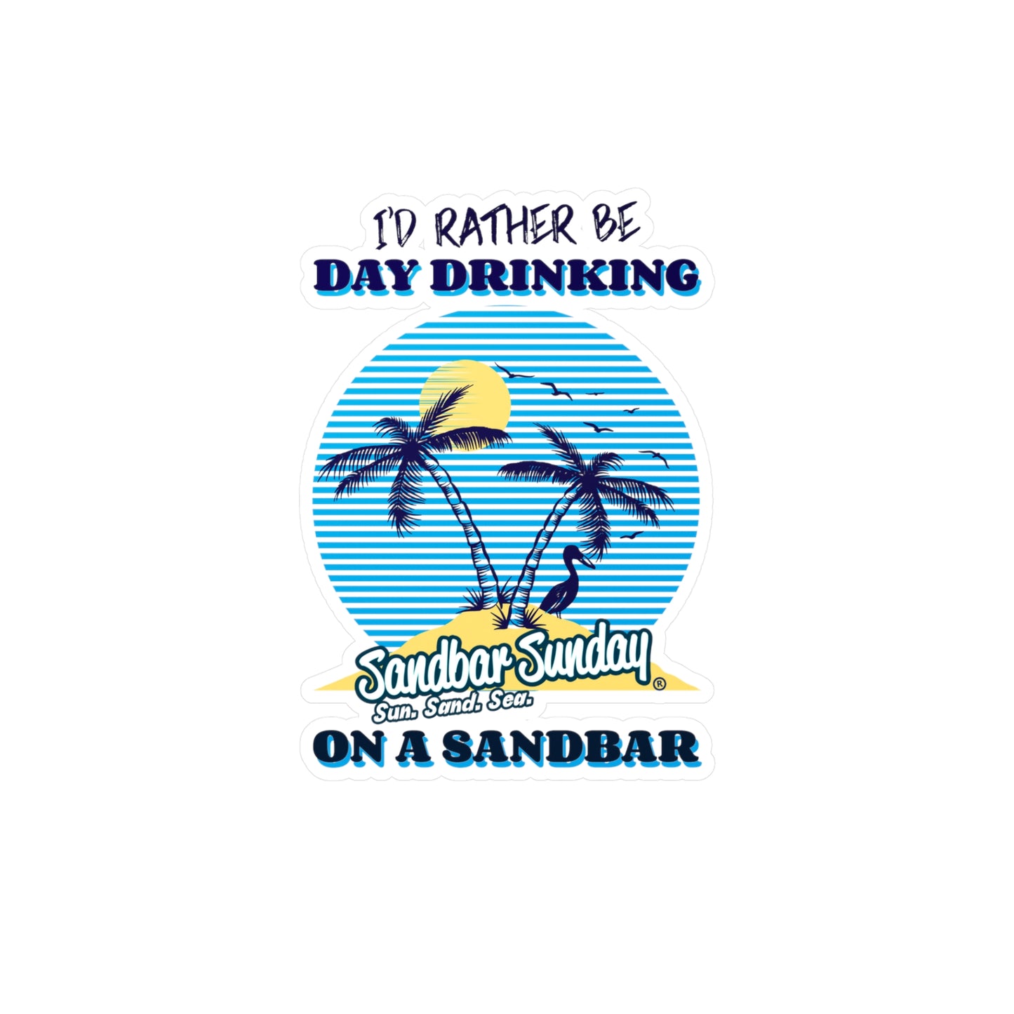 Palm Tree Day Drinking Sandbar Kiss-Cut Decal