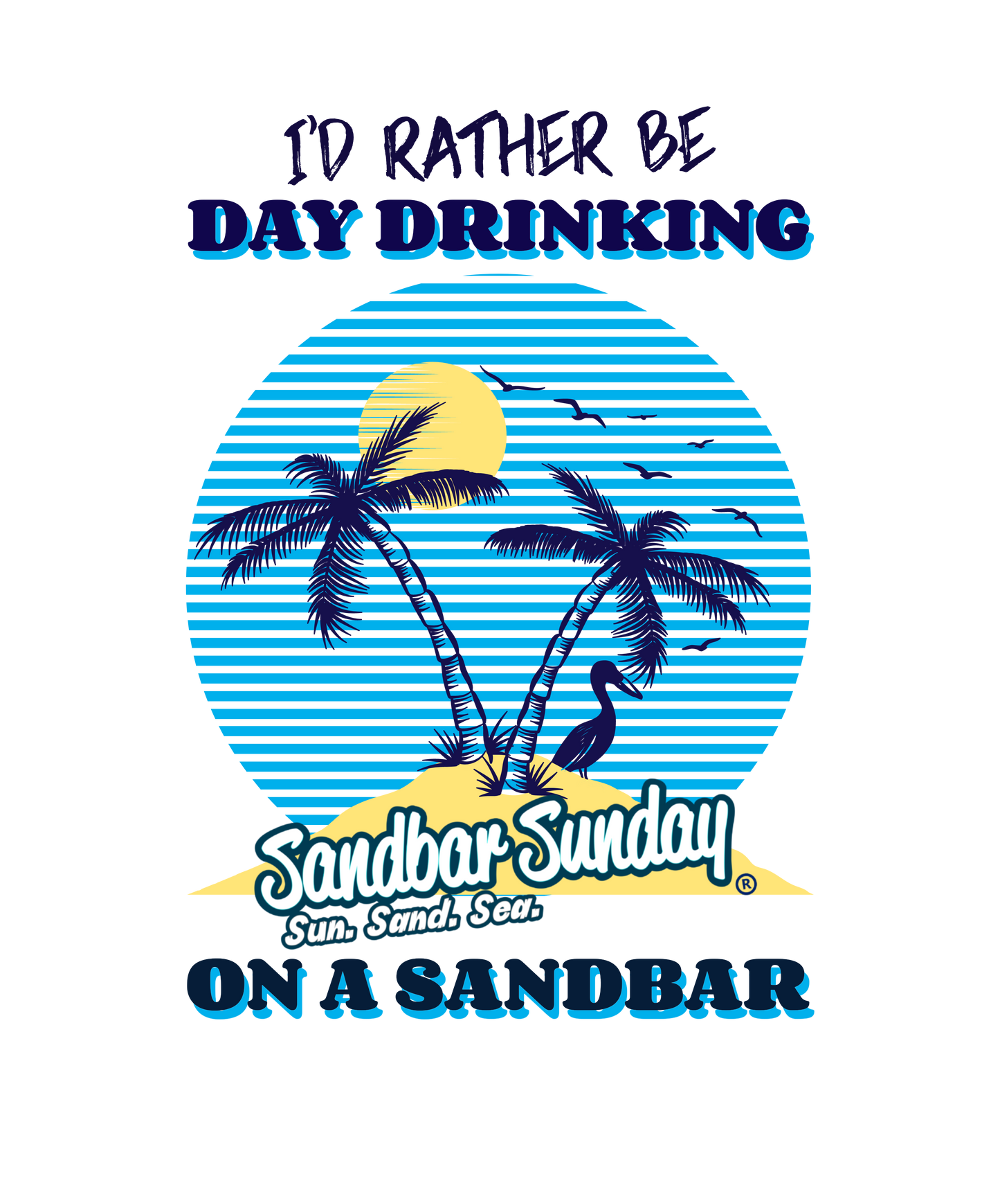 Palm Tree Day Drinking Sandbar Kiss-Cut Vinyl Decal