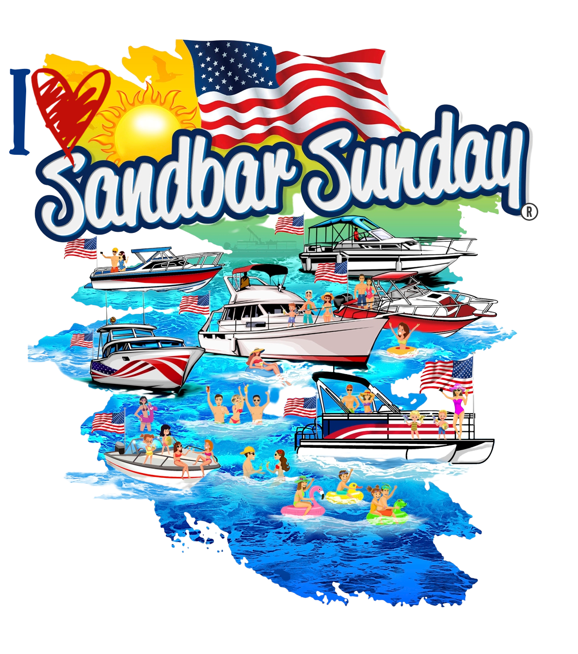 I Love Sandbar Sunday Kiss-Cut Vinyl Decal