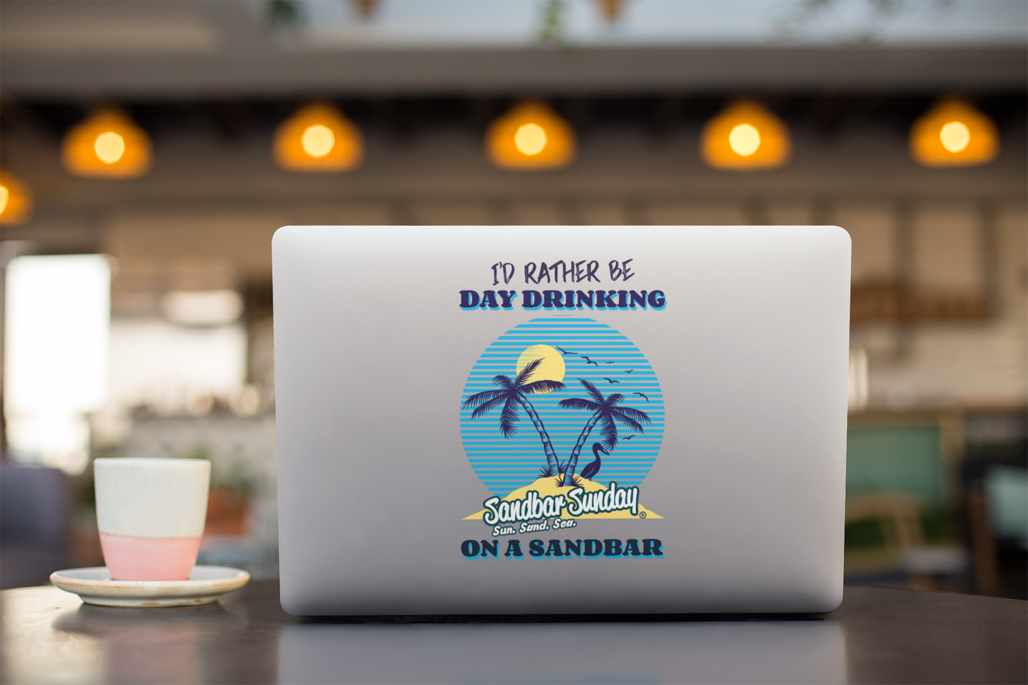 Palm Tree Day Drinking Sandbar Kiss-Cut Vinyl Decal