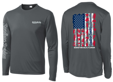 Sebastian Inlet Flag Sun Shirt in Iron Gray