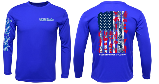 Sebastian Inlet Flag Sun Shirt in Royal Blue