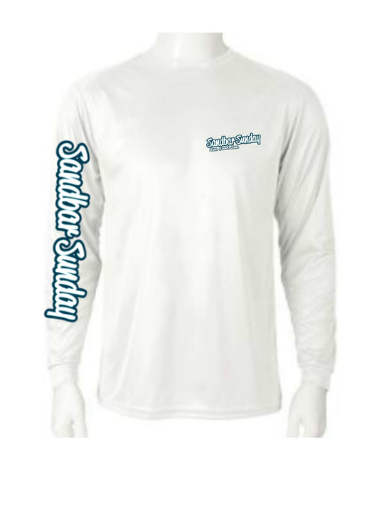 Long Sleeve Performace Tee with Royal Blue Logo, Sebastian Inlet