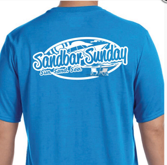 Sandbar Sunday Men's Short Sleeve Performance Tee in Sapphire