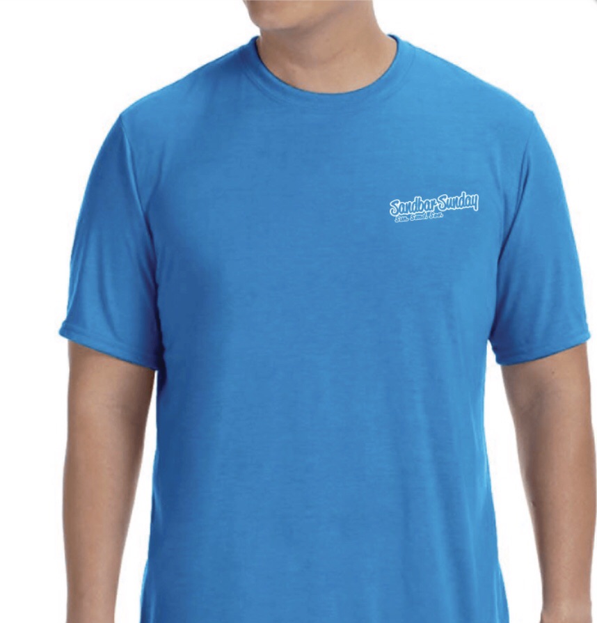 Sandbar Sunday Men's Short Sleeve Performance Tee in Sapphire/Sebastian Inlet