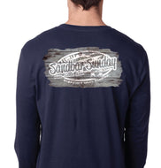 Sandbar Sunday Premium Fitted Long-Sleeve Crew Tee in Navy/S.I.