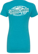 Sandbar Sunday (S.I.) Ladies Tri-blend V-Neck Tee in Heather Blue/Sebastian Inlet