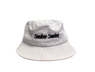 White Bucket Hat with Sandbar Sunday®️ Logo in Navy