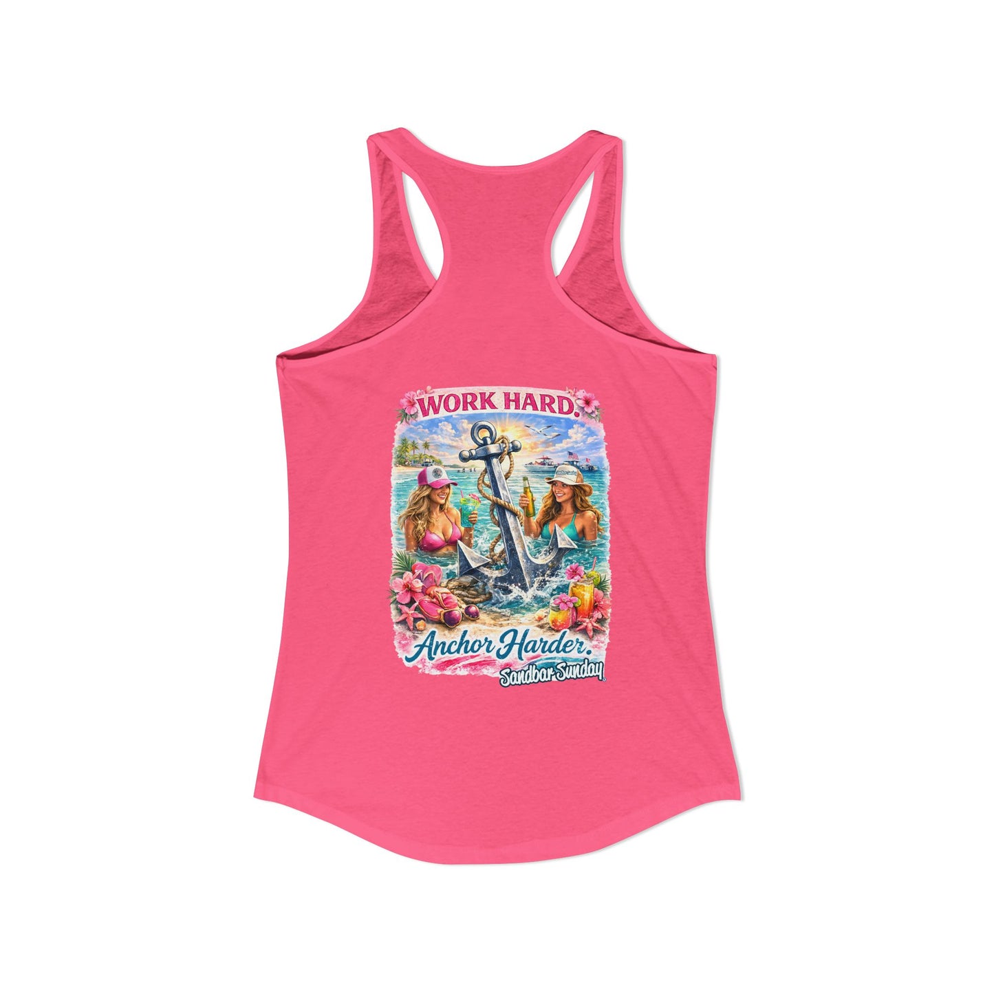 Work Hard Anchor Harder - Ladies Racerback Tank