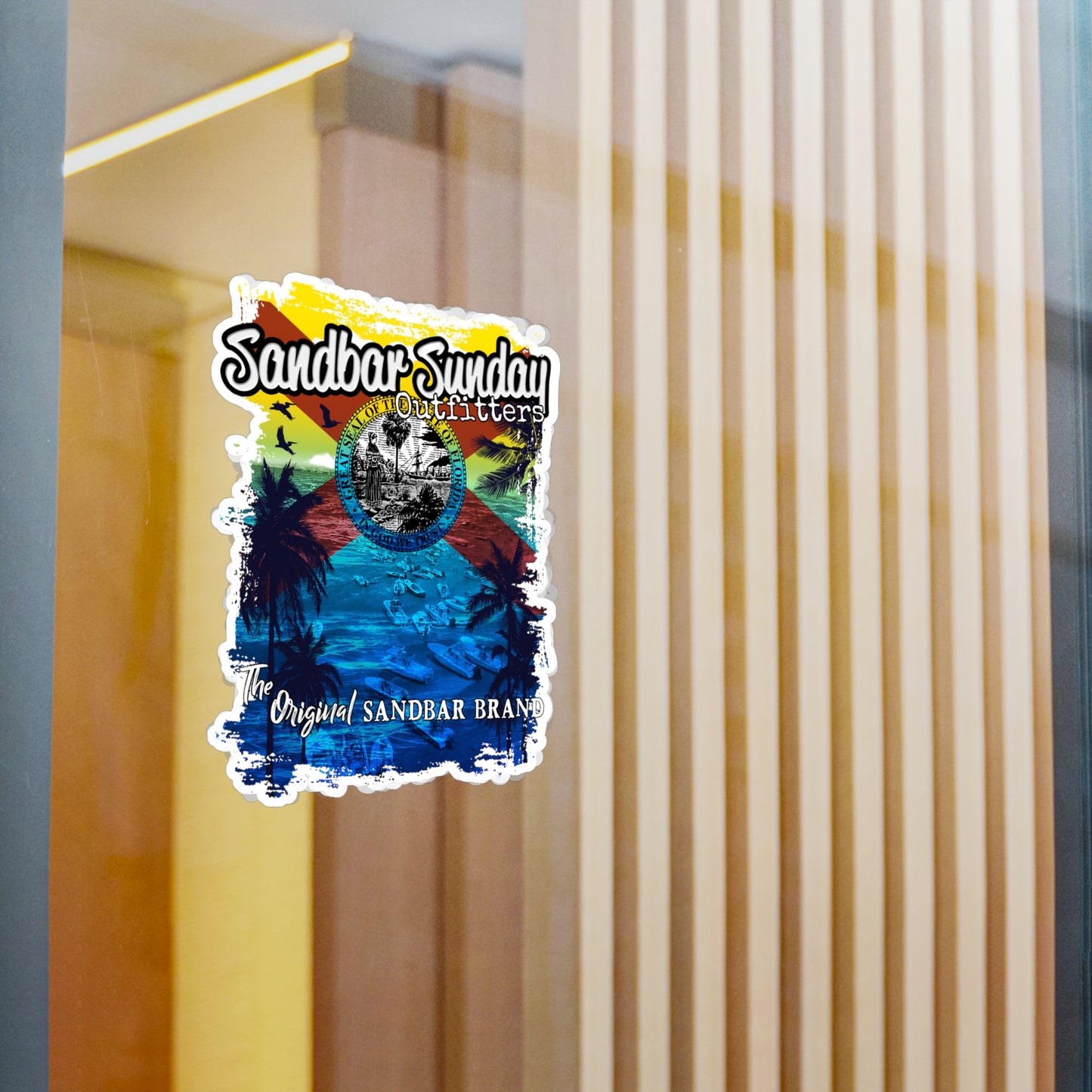 Florida Sandbar Flag Kiss-Cut Vinyl Decal