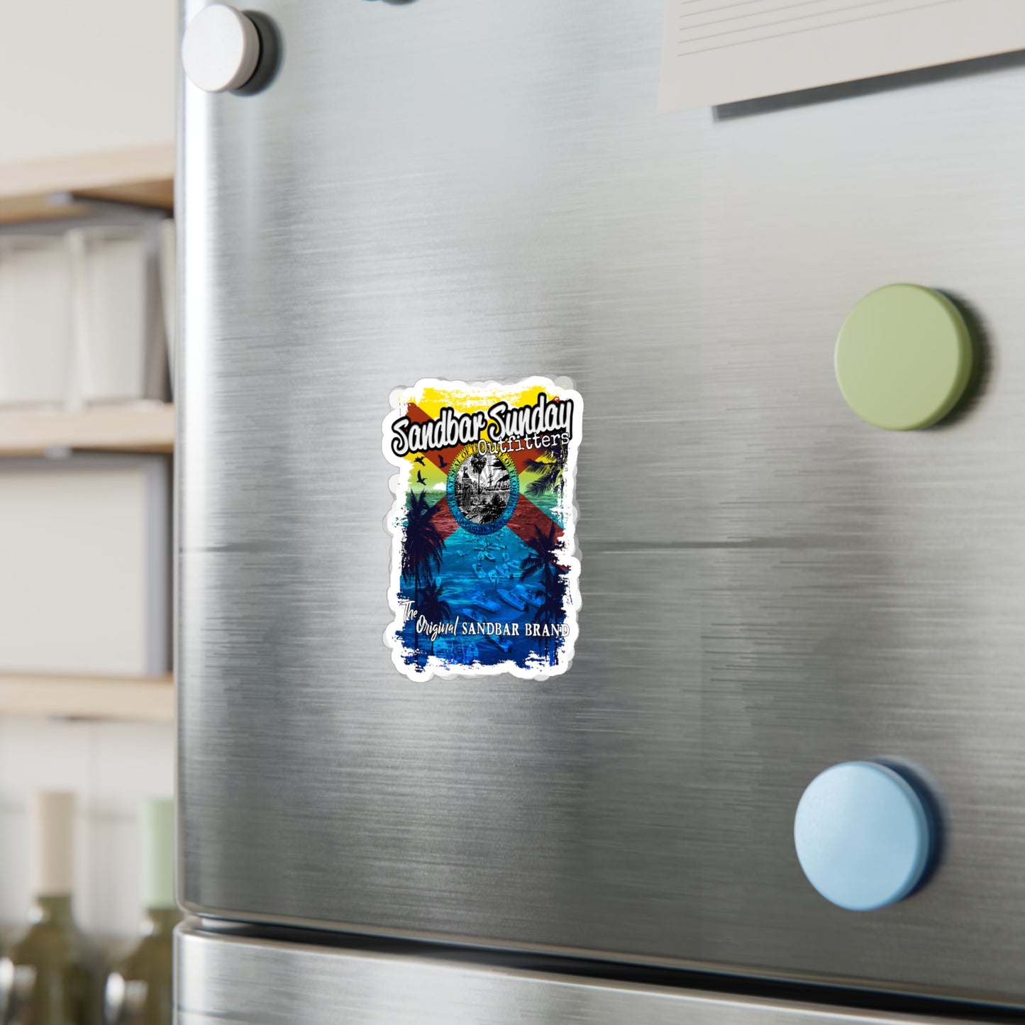 Florida Sandbar Flag Kiss-Cut Vinyl Decal