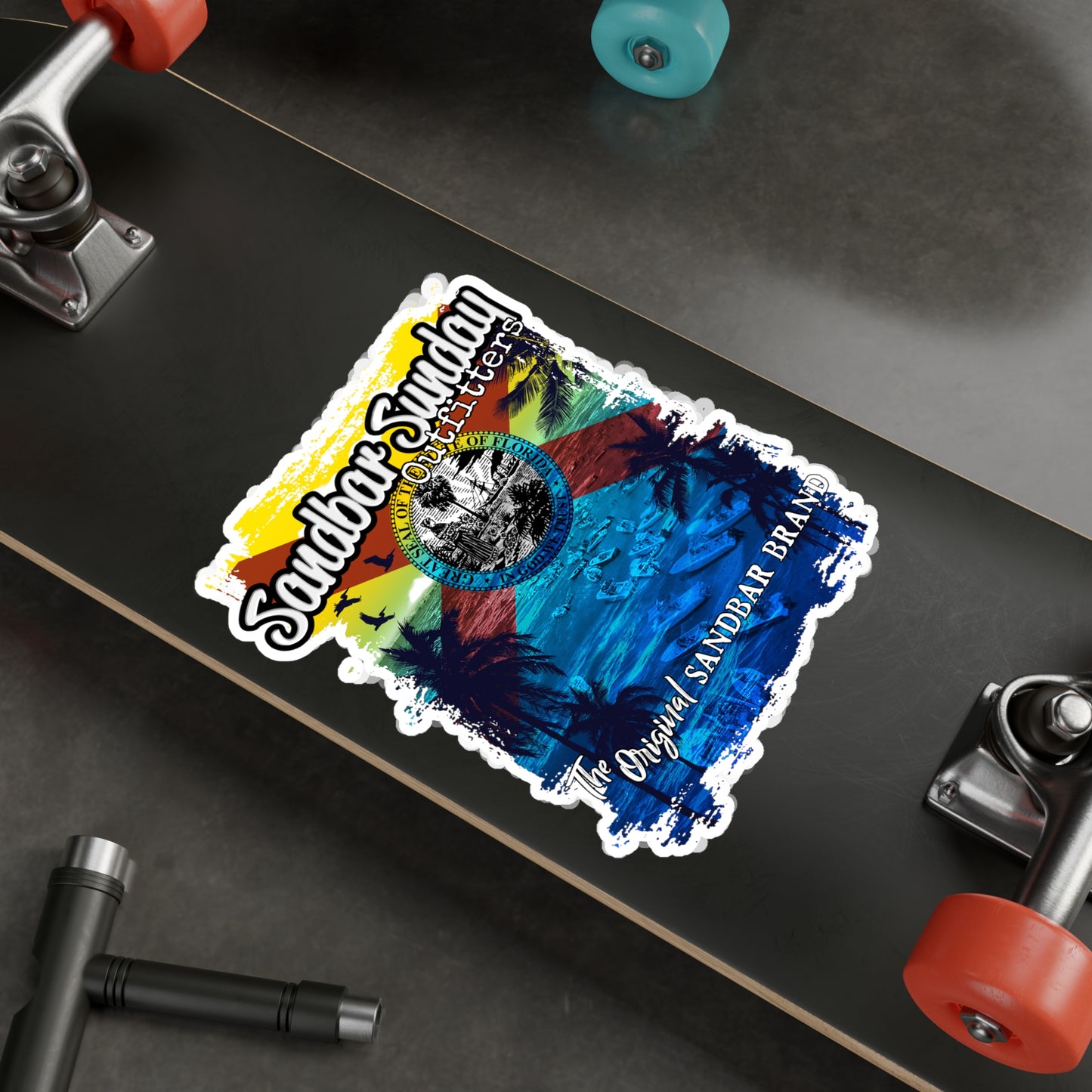 Florida Sandbar Flag Kiss-Cut Vinyl Decal