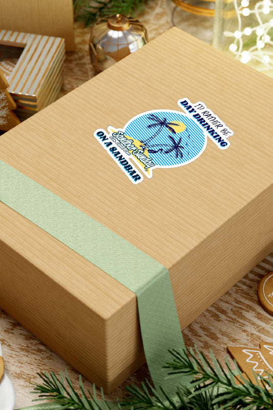 Palm Tree Day Drinking Sandbar Kiss-Cut Decal