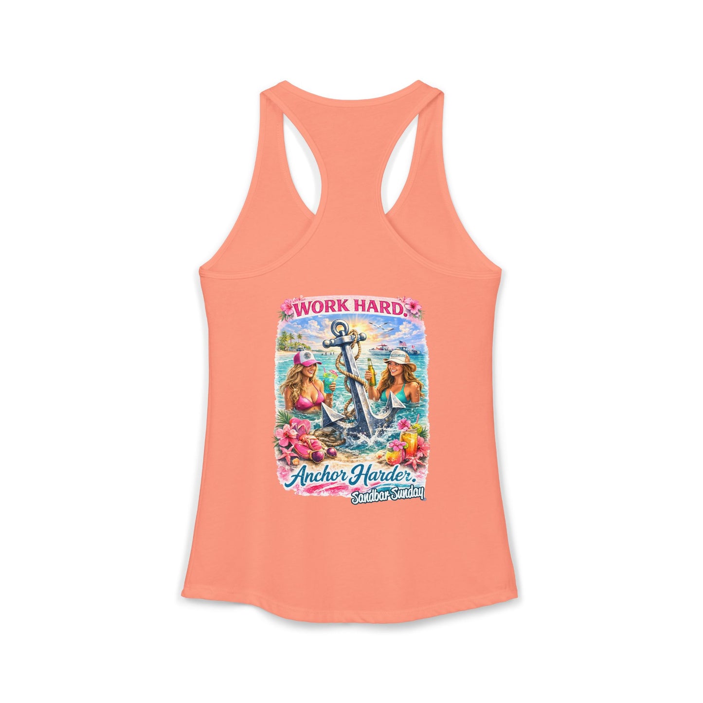 Work Hard Anchor Harder - Ladies Racerback Tank