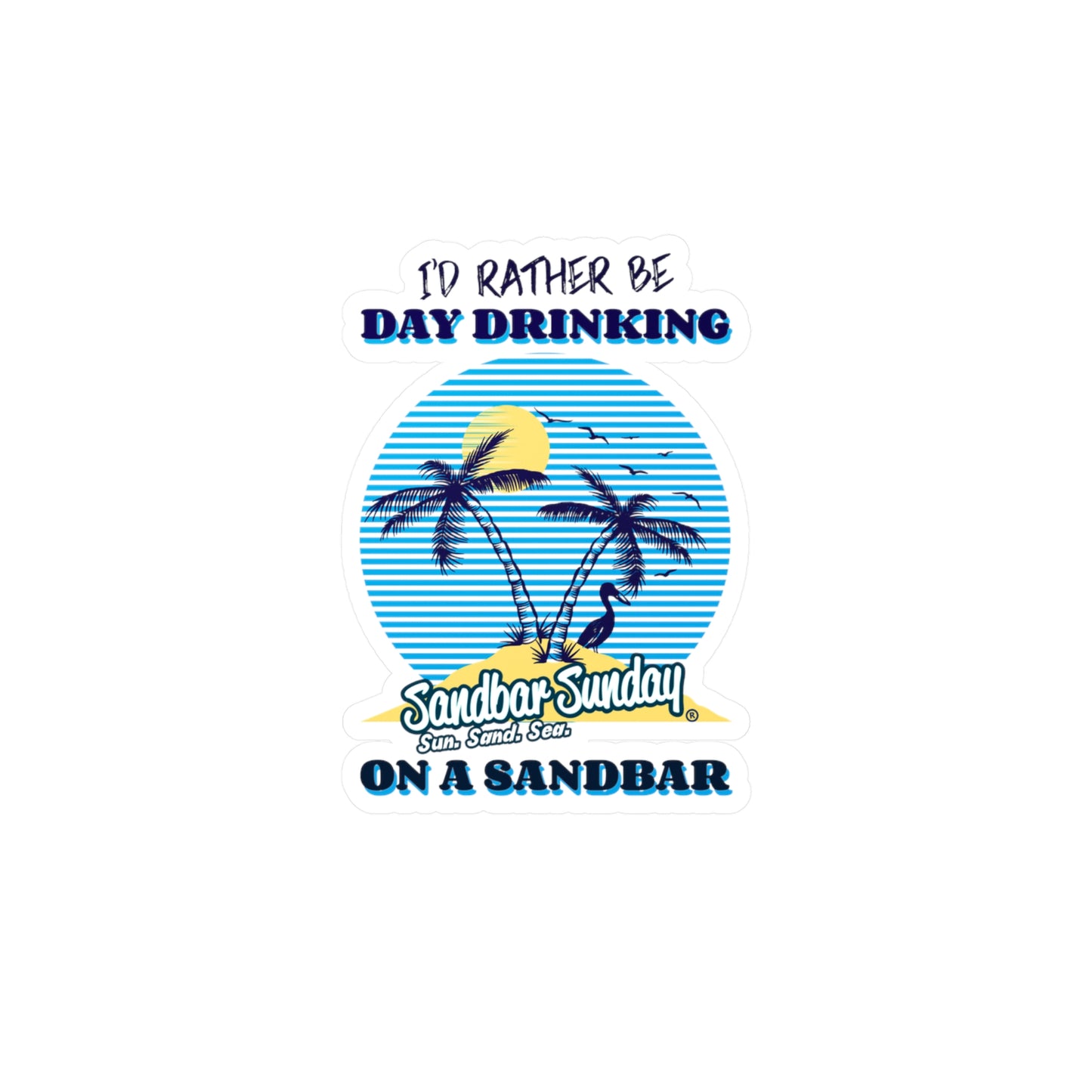 Palm Tree Day Drinking Sandbar Kiss-Cut Decal