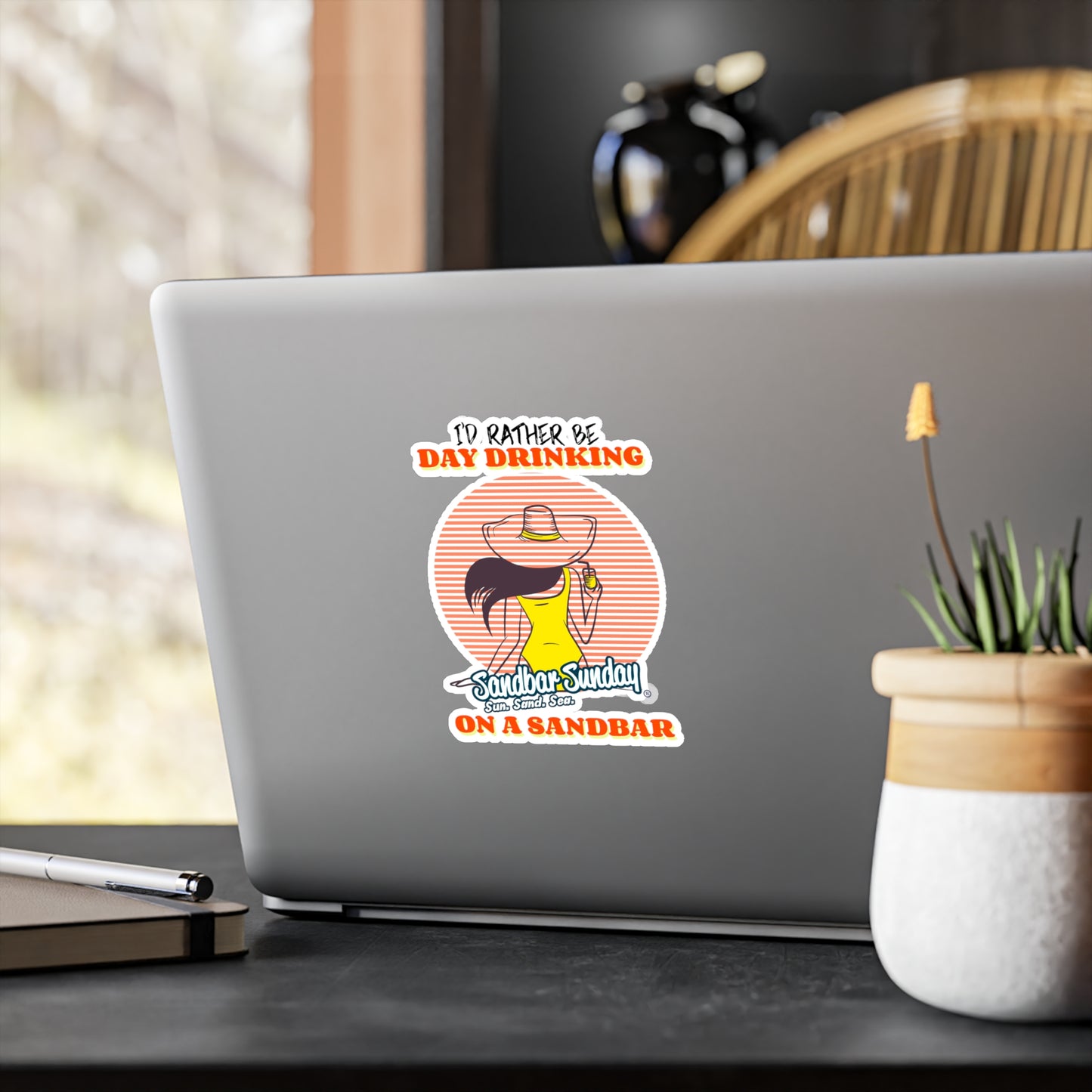 Day Drinking Woman Kiss-Cut Vinyl Decal