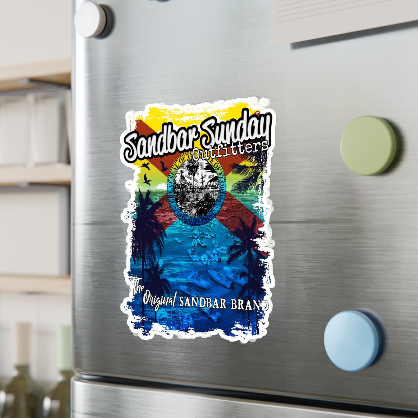 Florida Sandbar Flag Kiss-Cut Vinyl Decal