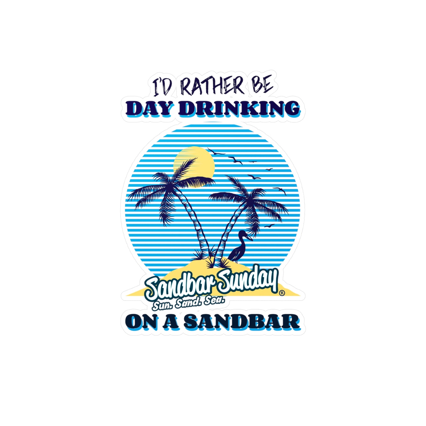 Palm Tree Day Drinking Sandbar Kiss-Cut Decal
