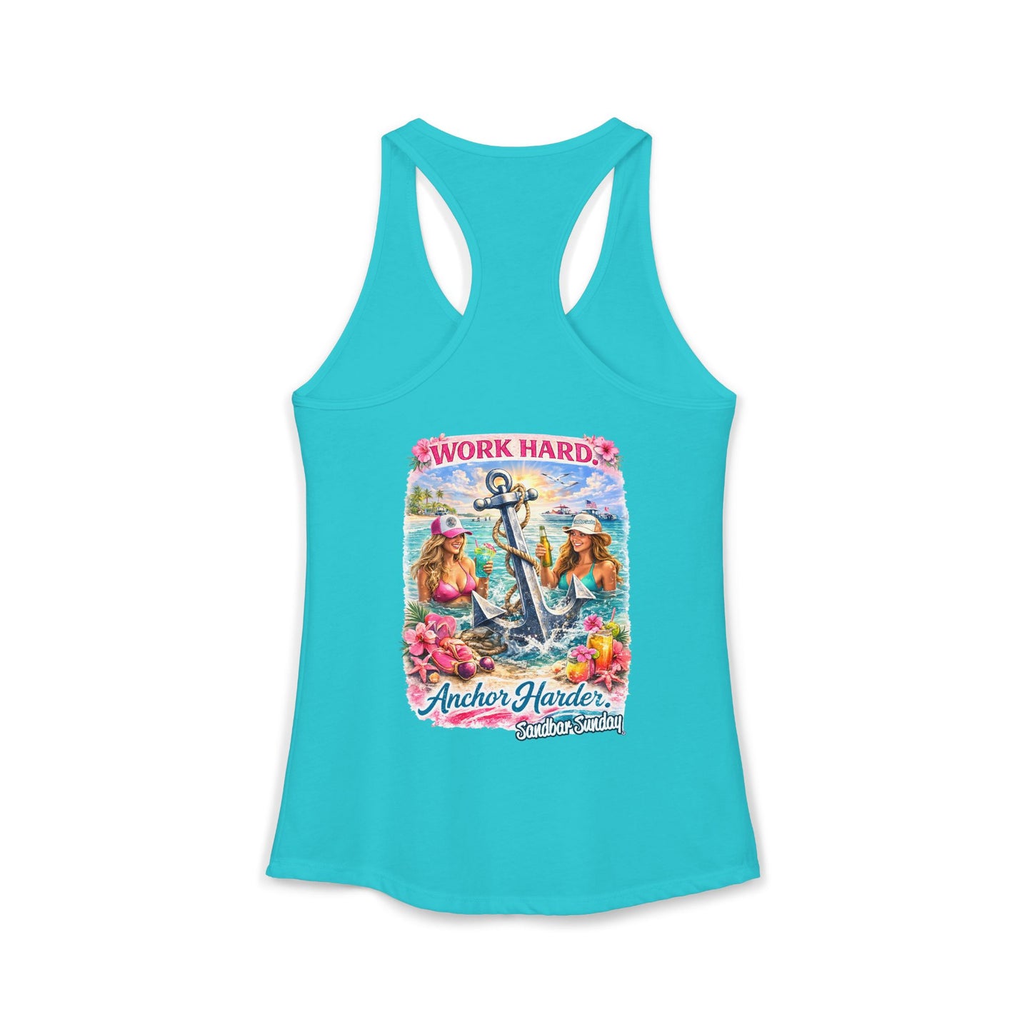 Work Hard Anchor Harder - Ladies Racerback Tank