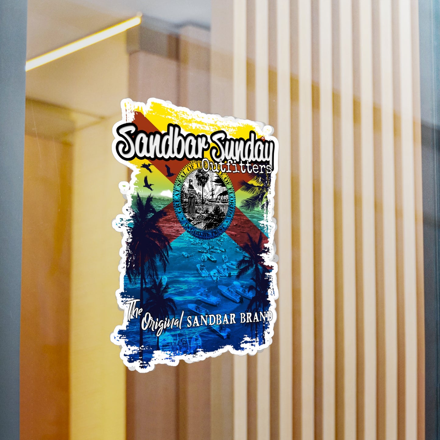 Florida Sandbar Flag Kiss-Cut Vinyl Decal