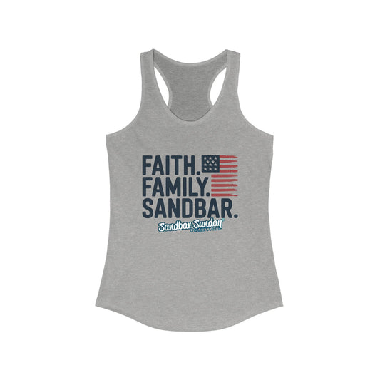 Faith. Family. Sandbar. Racerback Tank