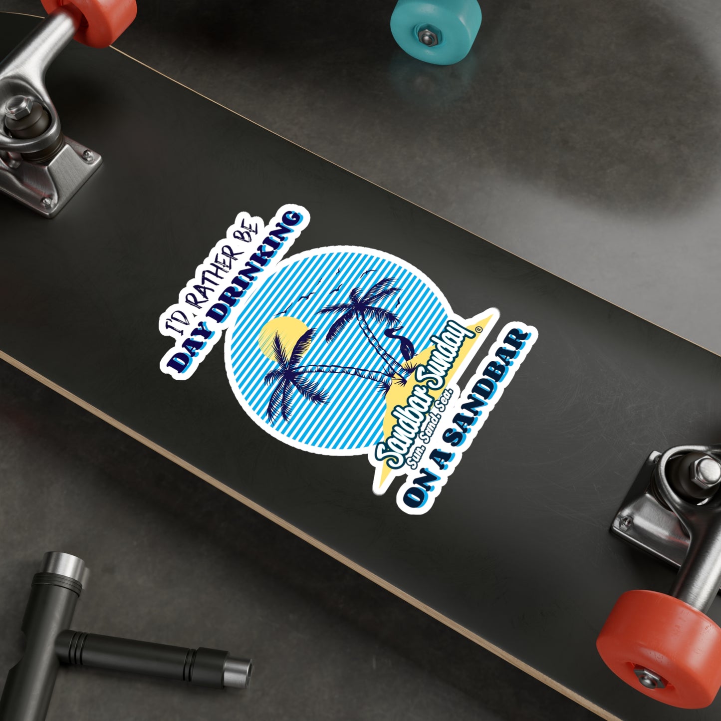 Palm Tree Day Drinking Sandbar Kiss-Cut Decal