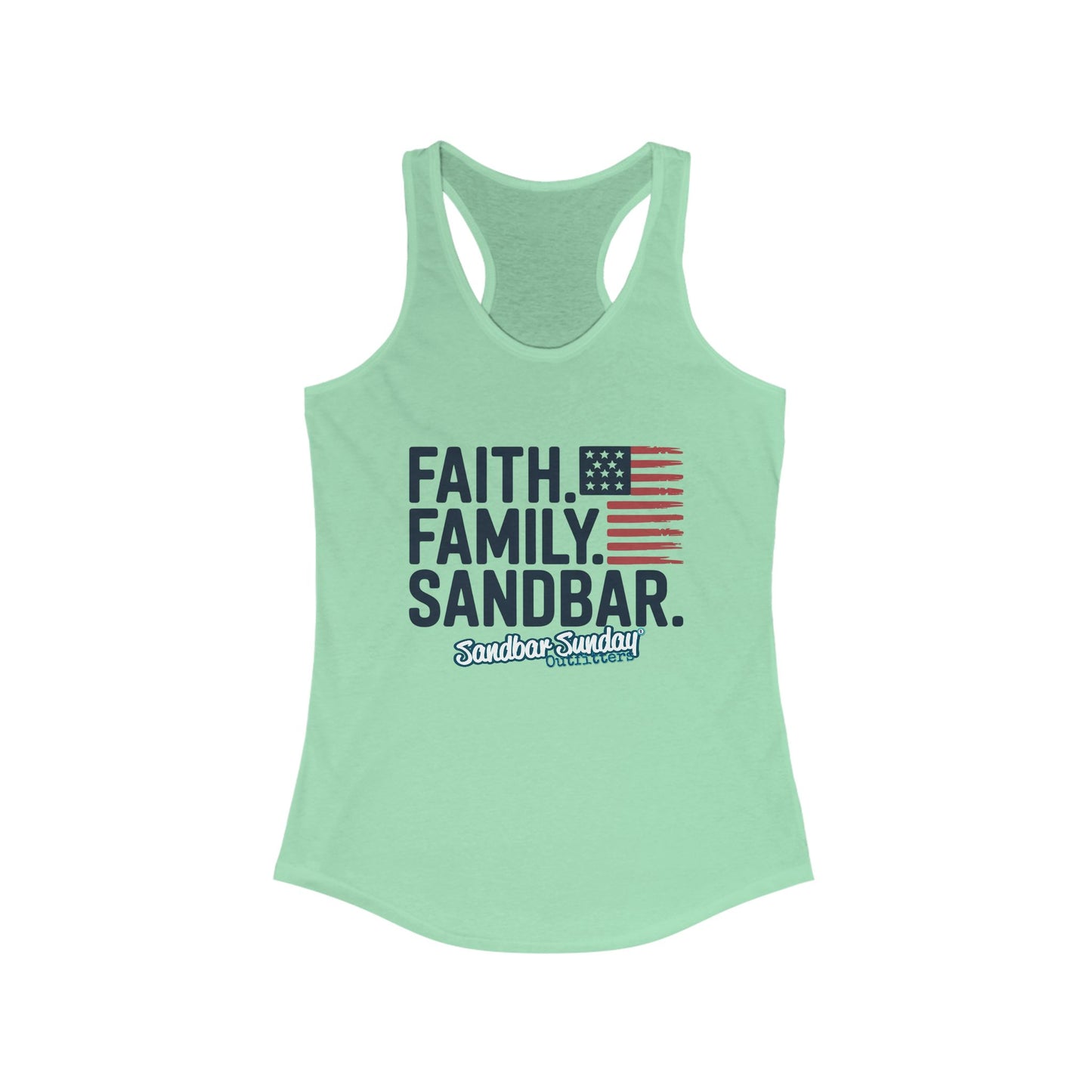 Faith. Family. Sandbar. Racerback Tank