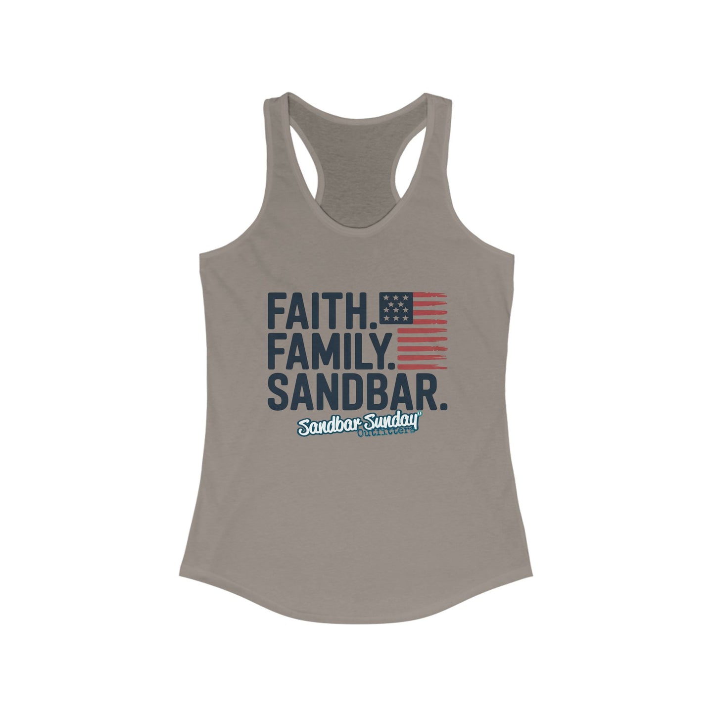 Faith. Family. Sandbar. Racerback Tank