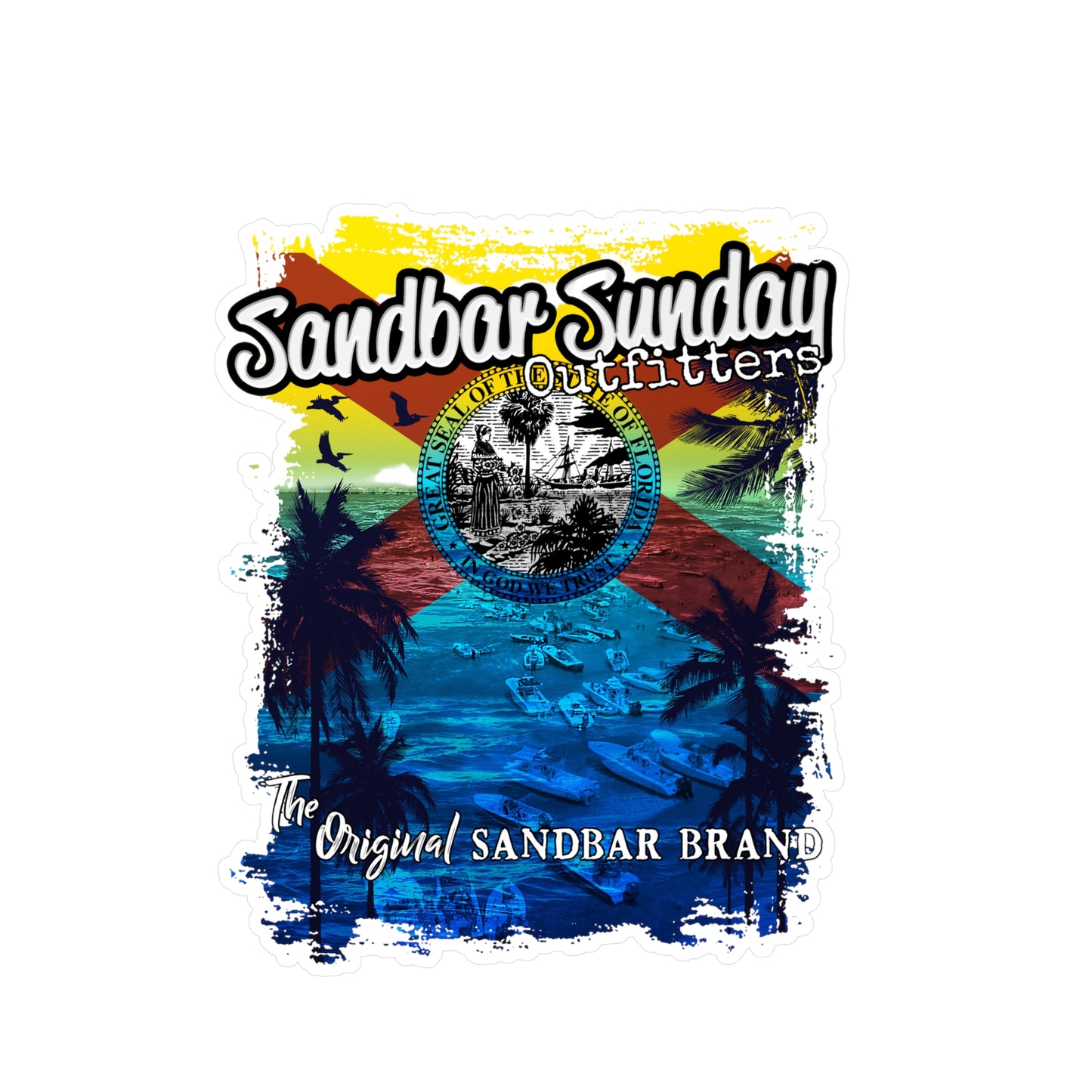 Florida Sandbar Flag Kiss-Cut Vinyl Decal