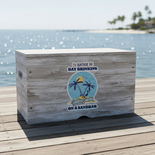 Palm Tree Day Drinking Sandbar Kiss-Cut Decal