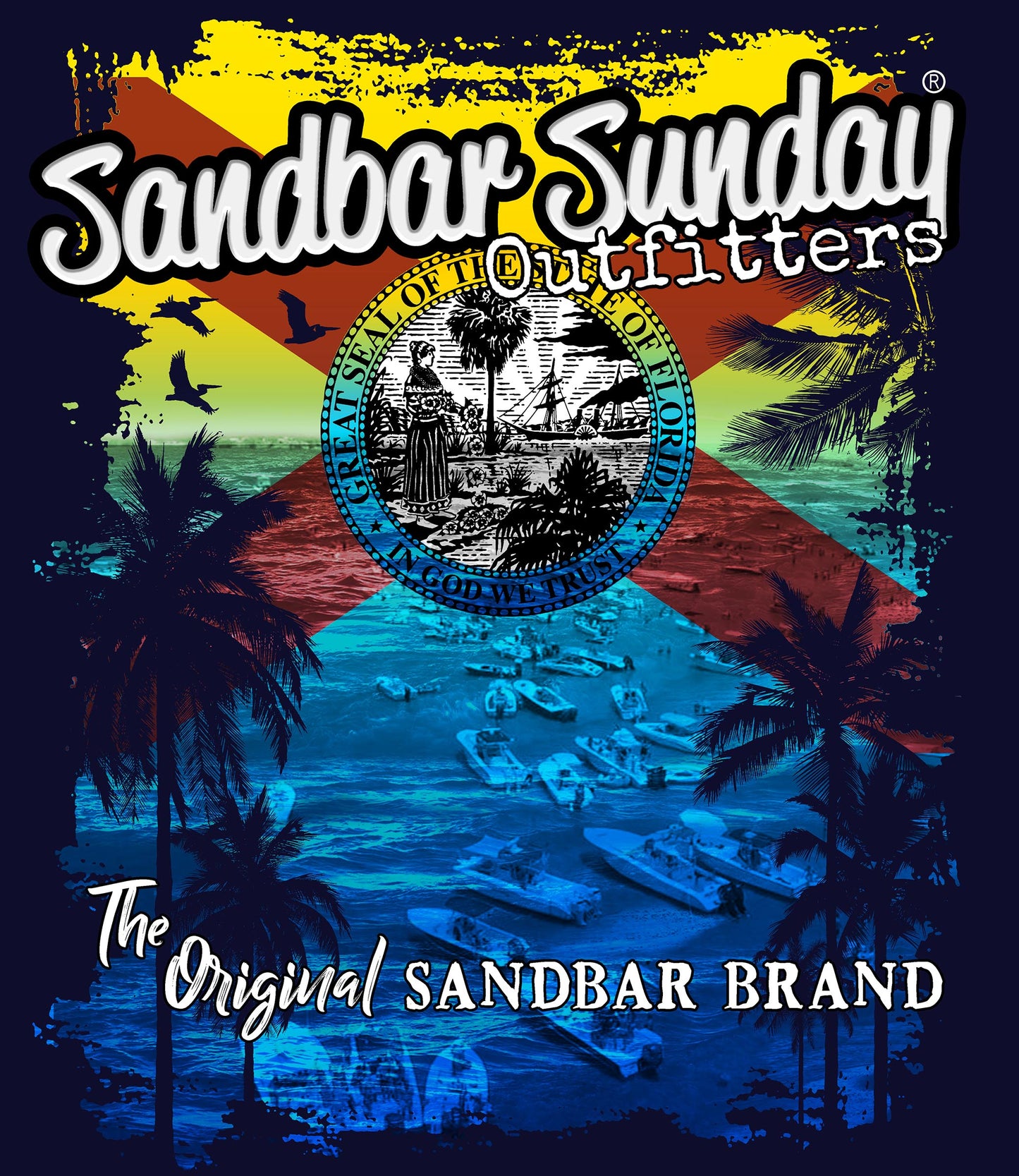 Florida Flag Sandbar Sunday Logo Kiss-Cut Vinyl Decal