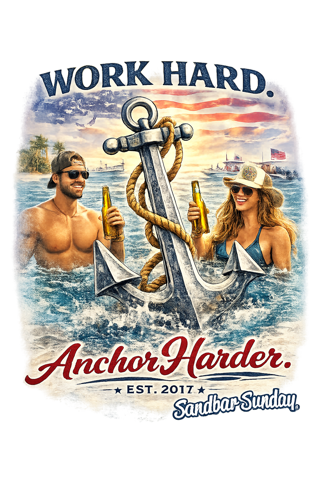 Work Hard, Anchor Harder Ladies Tee