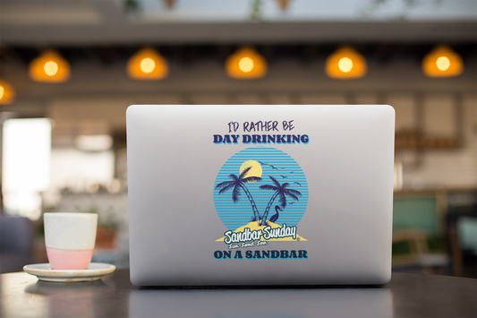 Palm Tree Day Drinking Sandbar Kiss-Cut Vinyl Decal
