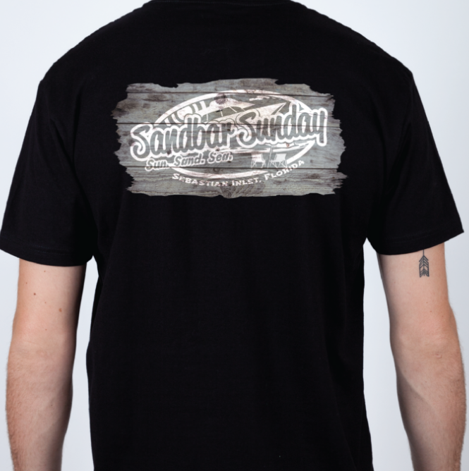 Sandbar Sunday Premium Fitted Short-Sleeve Crew Tee in Black