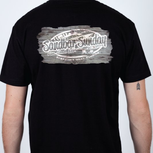 Sandbar Sunday Premium Fitted Short-Sleeve Crew Tee in Black