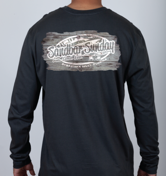 Sandbar Sunday Premium Fitted Long-Sleeve Crew Tee in Indigo