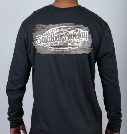Sandbar Sunday Premium Fitted Long-Sleeve Crew Tee in Indigo