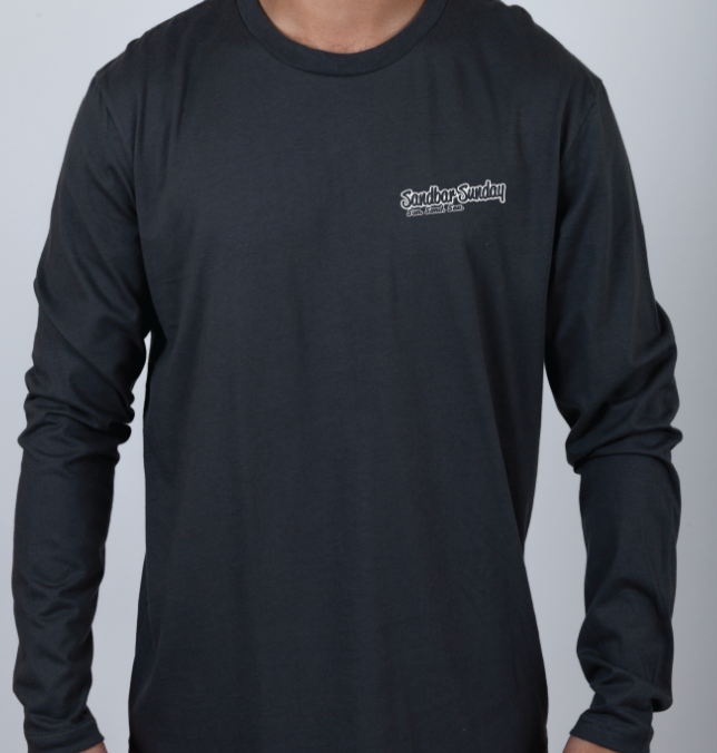 Sandbar Sunday Premium Fitted Long-Sleeve Crew Tee in Indigo