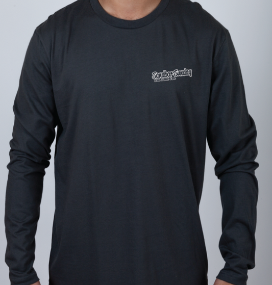 Sandbar Sunday Premium Fitted Long-Sleeve Crew Tee in Indigo