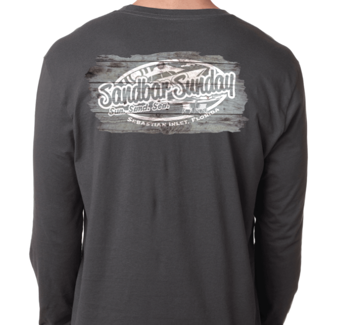 Sandbar Sunday Premium Fitted Long-Sleeve Crew Tee in Heavy Metal/S.I.