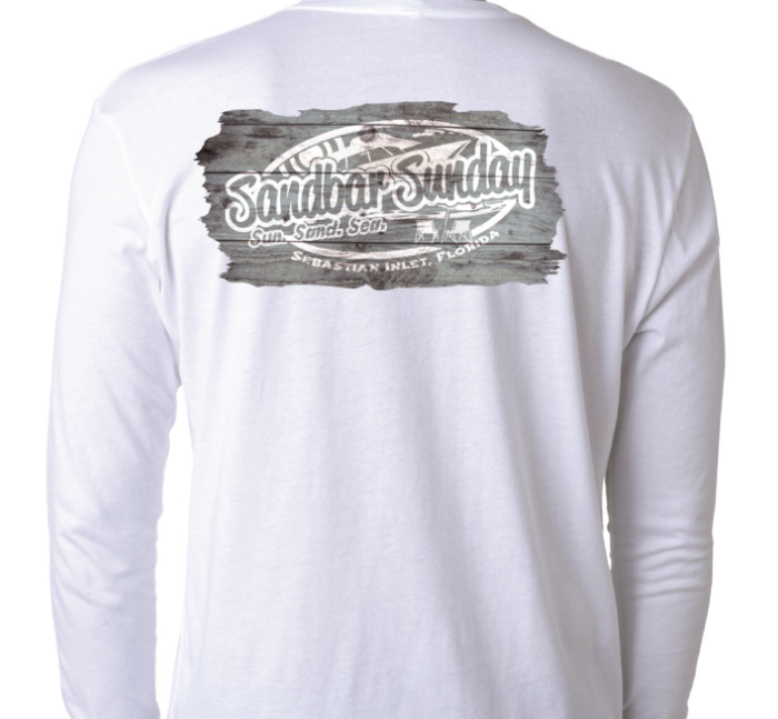 Sandbar Sunday Premium Fitted Long-Sleeve Crew Tee in White