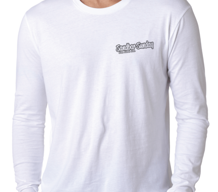 Sandbar Sunday Premium Fitted Long-Sleeve Crew Tee in White