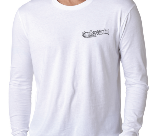 Sandbar Sunday Premium Fitted Long-Sleeve Crew Tee in White